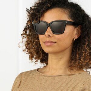 NEW Saint Laurent New Wave SL507 001 Black Grey Square Unisex Sunglasses SL 507